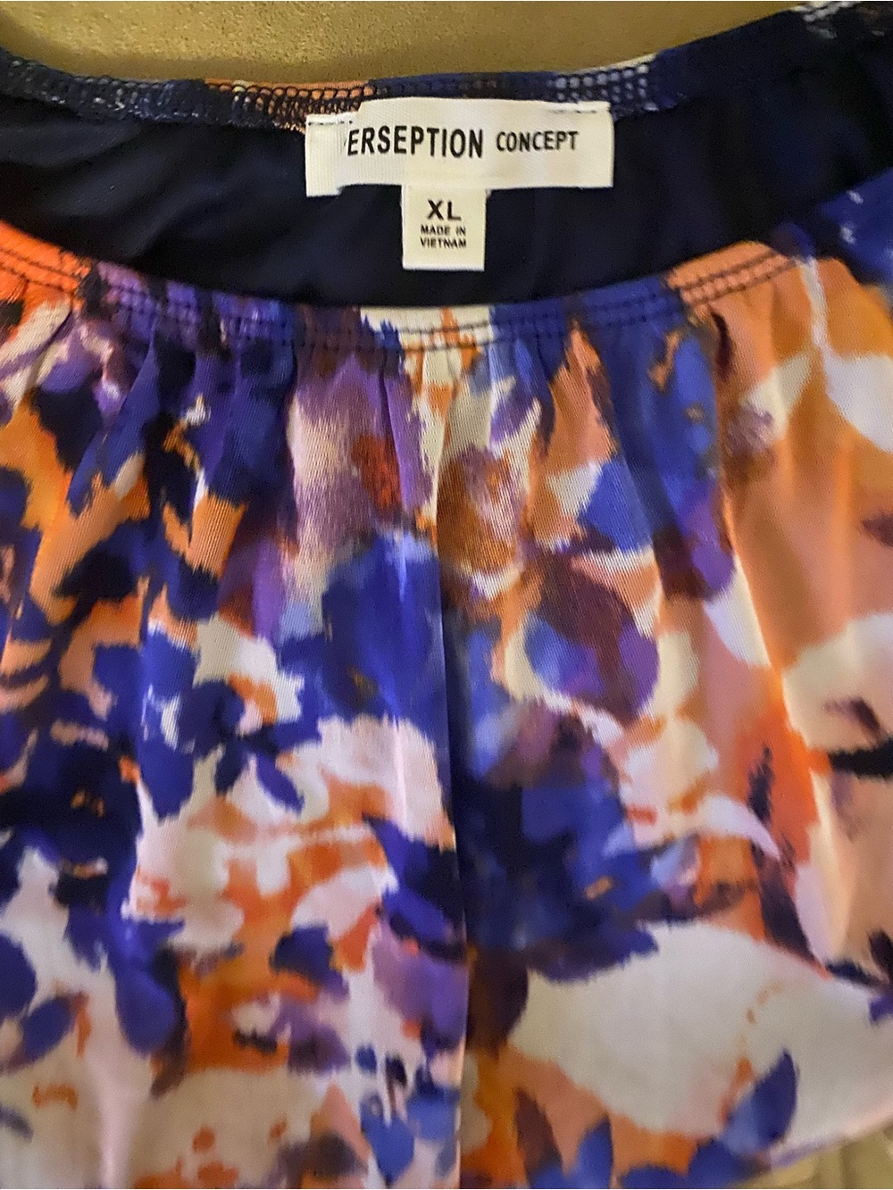 PerSeption Concept Blue & Orange Floral Ruffled Sleeve Blouse - Picture 3 of 4